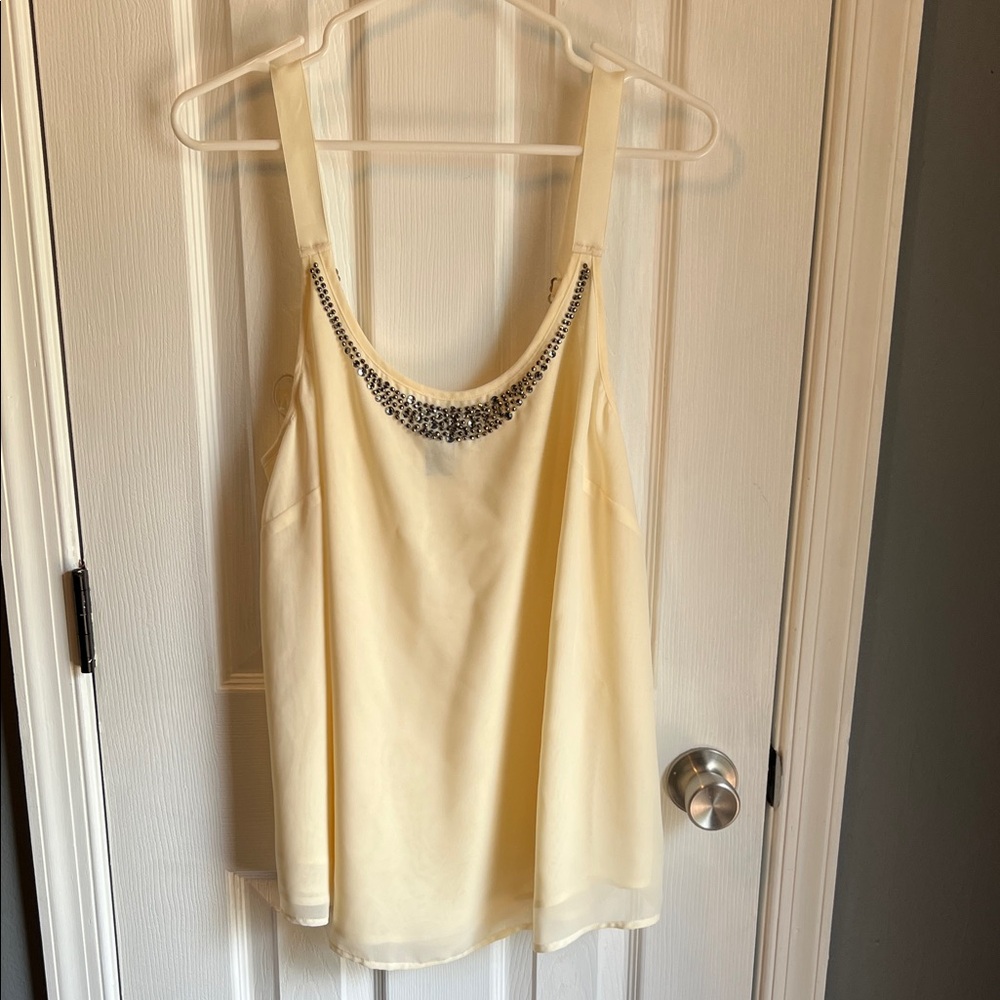 Lane Bryant Cream Tank Top with Silver Accents